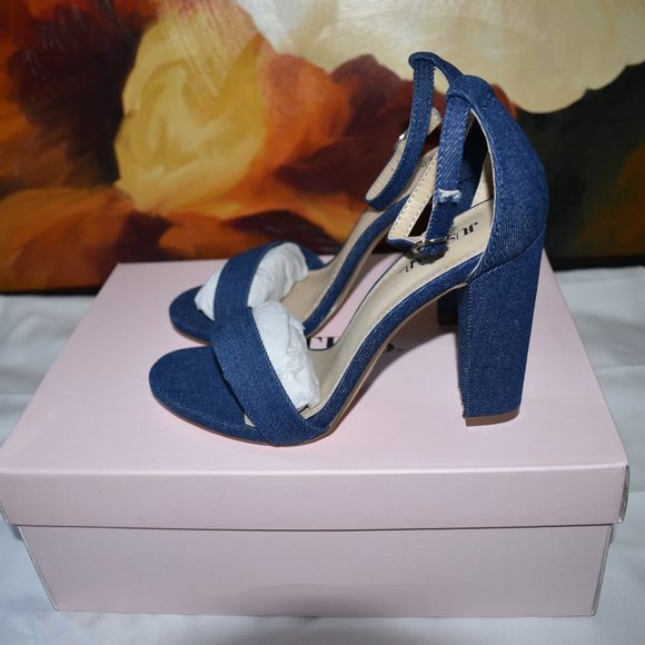 Denim Makemba Block Heel Sandals - Picture 4 of 7